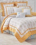 Nip Dena Home Dream White Gold Blue Full/queen Quilt & Euro Shams Set 3PC. Fixed Price $93.99.