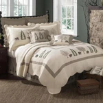 Donna Sharp Bear Creek Quilt Queen 3- Piece Rustic Lodge Cabin Country Trees Tan. Fixed Price $318.00.