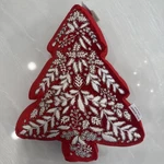 Glitz And Glimmer Christmas Tree Shaped Pillow Winter Holiday Beaded 13X18. Fixed Price $34.00.