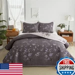 Flysheep Full/queen Quilt Set Black Botanical Reversible Bedspread Coverlet Micr. Fixed Price $80.21.
