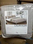 Calvin Klein 3-PIECE Cotton Reversible Stripe Comforter Set Gray Pin King. Fixed Price $74.50.