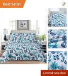 Reversible Teal Blue King Size Quilt Set With Seashell Design - Summer Comfort. Fixed Price $52.99.