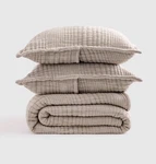 Nwot Quince Organic Cotton Channel Matelasse Coverlet Set King Cal Taupe. Fixed Price $118.00.