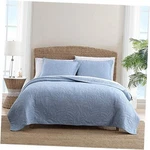 Tommy Bahama - Quilt, Reversible Cotton Bedding, Pre Queen Costa Sera Blue. Fixed Price $112.95.