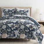 Lush Decor Sydney Reversible Cotton Quilt Set, 3 Piece King, Navy & Mult.... Fixed Price $175.70.