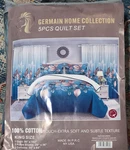 Germain Home Collection King Cotton Blue Floral Quilt Set W/ Shams & Curtains. Fixed Price $65.99.
