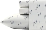 Crisp Cotton Percale Full Bedding Set - Stylish Sea Plane Design, 4 Pieces. Fixed Price $74.99.