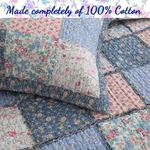 New! Cozy Country Chic Blue White Ruffle Shabby Pink Rose Soft Quilt Set. Fixed Price $158.32.
