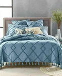 $200 Lucky Brand Blue Diamond Tufted Bed Cover Queen 100% Cotton. Fixed Price $44.91.
