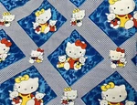 Sanrio Hello Kitty Cheater Quilt Diamond Shaped Squares Large Print Bty 76"X36". Fixed Price $44.99.
