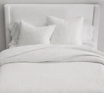 Pottery Barn - Belgian Flax Linen Floral Stitch Quilt White Big Sales. Fixed Price $149.00.