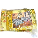 New Vintage Bedspread Quilted Taffeta Blanket Cottagecore Poly Gold Olive 1970S. Fixed Price $37.99.