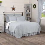 Farmhouse Ticking Stripe Coverlet Blue Sawyer Mill Bedroom Decor Vhc Brands. Fixed Price $159.95.