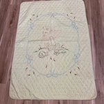 Vtg 70S Handmade Embroidered Quilt Baby Sleeping Under Mushroom Cat & Dog. Fixed Price $16.99.