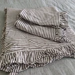 Pottery Barn Emily & Meritt Ruffle Stripe Queen Duvet Cover Gray Coastal W Shams. Fixed Price $59.00.