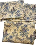 Cuddledown Blue & Yellow Asian Chinoiserie Quilted Cotton King Sz Coverlet Shams. Fixed Price $161.99.