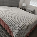 Vintage Hand Crocheted Bedspread White Floral Lace Queen King Coverlet 97"X95". Fixed Price $94.99.