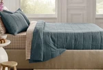 Quince Lightweight European Linen Box Quilt Only Full/ Queen Ocean Blue New Othe. Fixed Price $149.99.