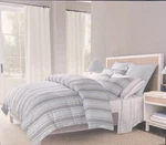 New 3 Pc Brooks Brothers Full Queen Linen Cotton Duvet & Sham Set Blue Stripe. Fixed Price $139.95.