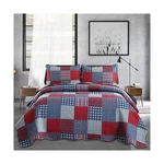 Jessy Home Plaid Quilt Set Queen Bedspreads Coverlet Red Blue White Patch.... Fixed Price $59.97.