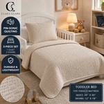 Clara Clark Toddler Quilt Set 3PC Coverlet Sheet Sham Neutral New. Fixed Price $24.99.