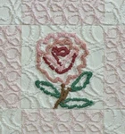 Set Of Nine Vintage Pink & White Chenille Bedspread 6" Fabric Quilt Squares. Fixed Price $12.50.