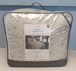 Threshold Queen Reversible Comforter Set Sage Cream Floral Sham Bedskirt Pillows. Fixed Price $40.79.