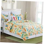 Sunny Splash Flip Flops King Bed Quilt Set With 2 Shams All 3 Piece. Fixed Price $95.82.