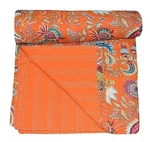 Kantha Quilt India Handmade Bedspread Throw Cotton Block Print. Fixed Price $76.99.