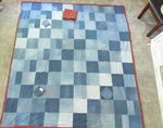 Vintage Levi Blue Jean Quilt Flannel Backing Patchwork 90X84 Handmade Pockets. Fixed Price $149.94.