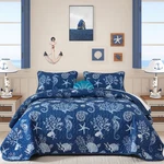 Djoymock Coastal Size Quilt Set 3 King, Seahorse Coral Star Shell 2. Fixed Price $57.50.
