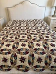 Vintage Montgomery Ward Double Wedding Ring Star Quilt Cream Queen/full 87X84. Fixed Price $125.00.