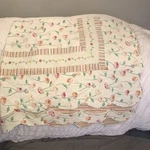 Donna Sharp Queen Size Roses Quilt 96X80 Reversible To Stripe. Fixed Price $43.00.