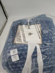 Pottery Barn Teen Denim Stitch Queen Full Blue Geometric Quilted Bedding. Fixed Price $164.99.