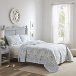 Laura Ashley Kenna Quilt Set 3PC 100% Cotton Reversible Natural Lightweight. Fixed Price $99.99.