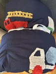 Pottery Barn Kids Candlewick Trucks Comforter, Twin, New. Fixed Price $129.00.