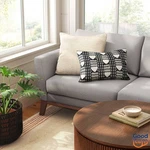 Lumbar Ikat Stripe Indoor Throw Pillow Charcoal/neutral - Threshold. Fixed Price $30.00.