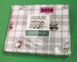 Berkshire Peanuts Snoopy Woodstock Christmas Queen Sheet Set Gray Plaid Nip. Fixed Price $48.96.