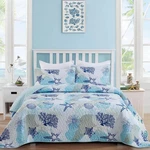 Dinjoy Coastal Quilt Set Full Size, Blue Ocean Beach Themed Bedding Coral. Fixed Price $77.48.