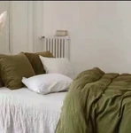100% Flax French Linen Duvet Cover ,quilt Doona Olive. Fixed Price $144.08.