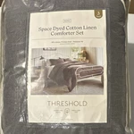 Threshold Space Dyed Cotton Linen King Comforter Set Dark Gray 3 Piece. Fixed Price $129.99.
