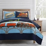 Steam Train Reversible Quilt Set - Vintage Queen Bedding For Boys. Fixed Price $132.99.