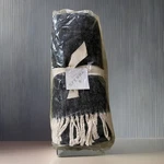 Sferra Celine Cotton Throw Blanket Black Herringbone Weave Fringed 71X51". Fixed Price $64.00.