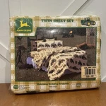 New John Deere Tractor Twin Size Sheet Set Check Green Plaid Fitted Flat Pillow. Fixed Price $69.99.
