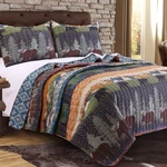 Black Bear Lodge Queen Quilt Moose Trees Mountains Reversible Rustic Cabin. Fixed Price $79.95.