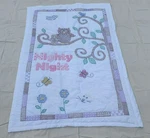 Handmade Baby Quilt, Embroidered Owl Flower Tree Nighty Night, White, 40"X59". Fixed Price $39.95.