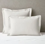 Rh Restoration Hardware Silk-stitch Cotton Jacquard King Shams X2 Mist. Fixed Price $125.00.
