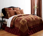 3PC Ninepatch Red Star Full Queen Quilt Set : Farmhouse Burgundy Patchwork. Fixed Price $228.85.