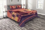 "ambesonne Island Party Bedspread Sunset By The Road With Palm Trees Hous.... Fixed Price $23.00.