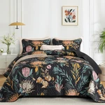Dintszyayue King Size Quilts Black, 3 Pieces Boho Floral Bedspread Bedding Fo.... Fixed Price $50.59.